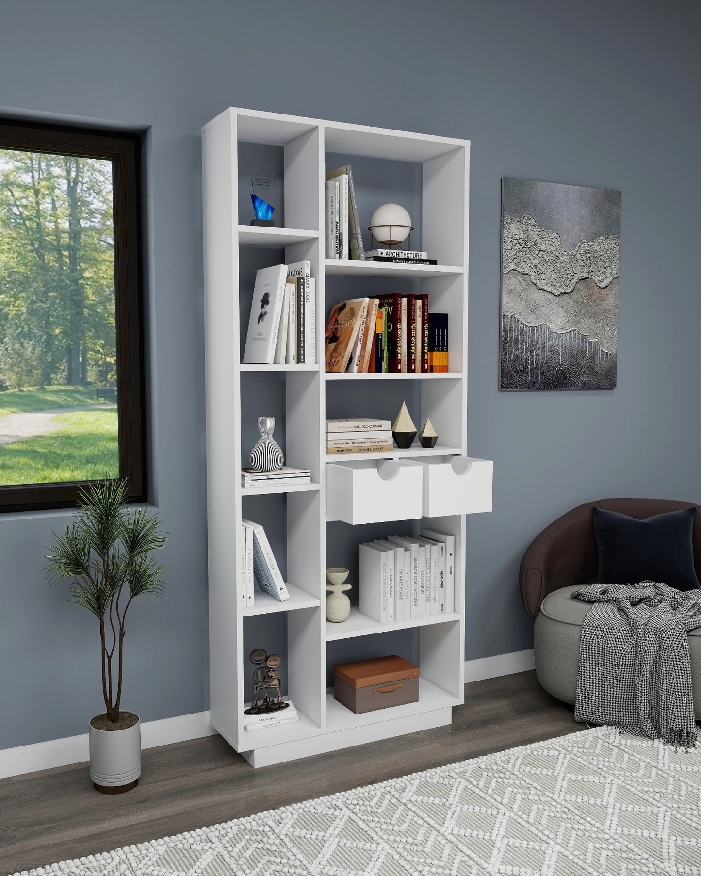 Luma Bookcase with Drawers and Shelves