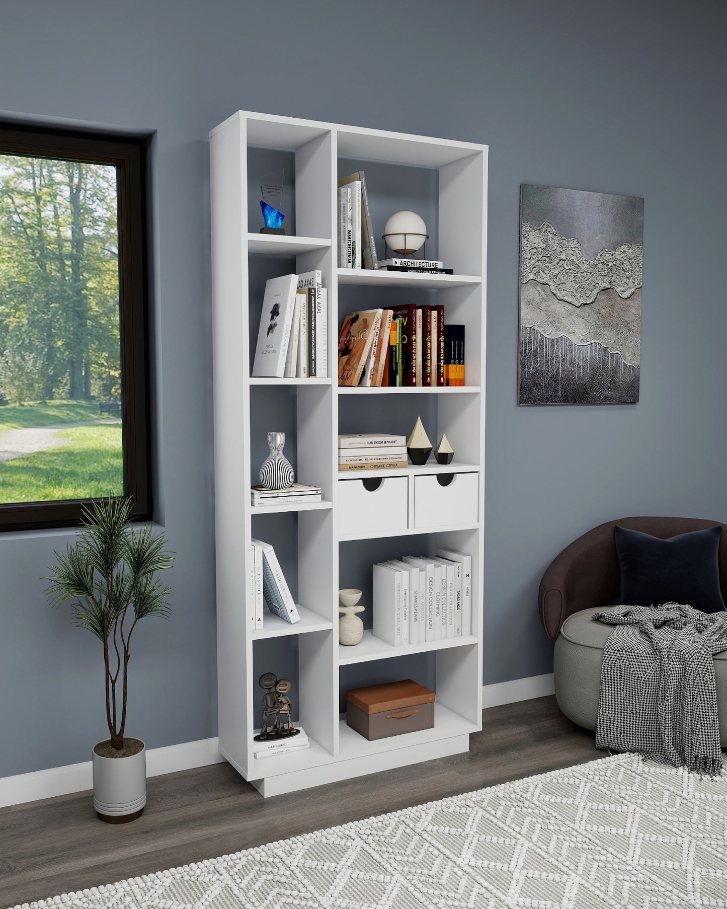 Luma Bookcase with Drawers and Shelves