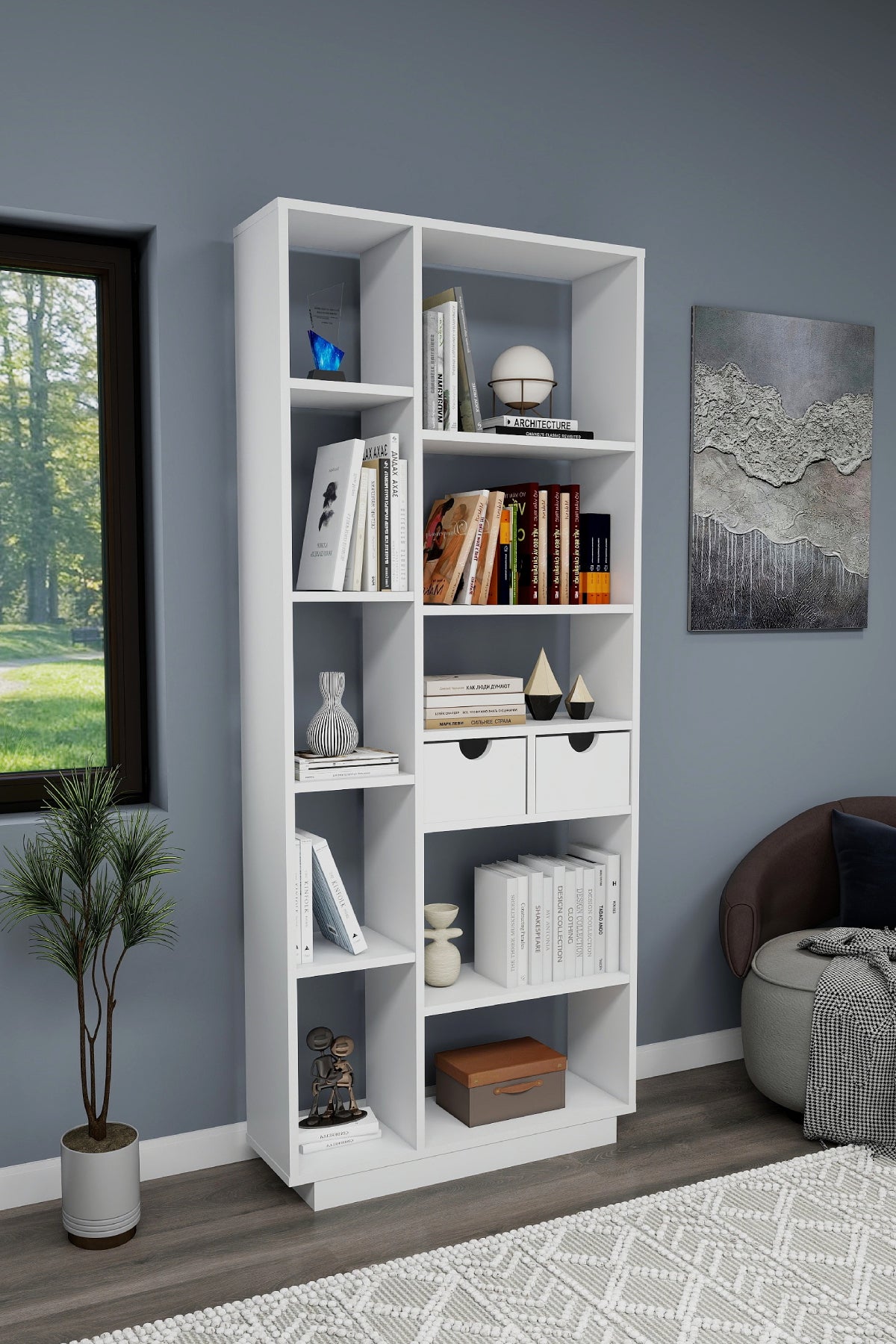 Luma Bookcase with Drawers and Shelves