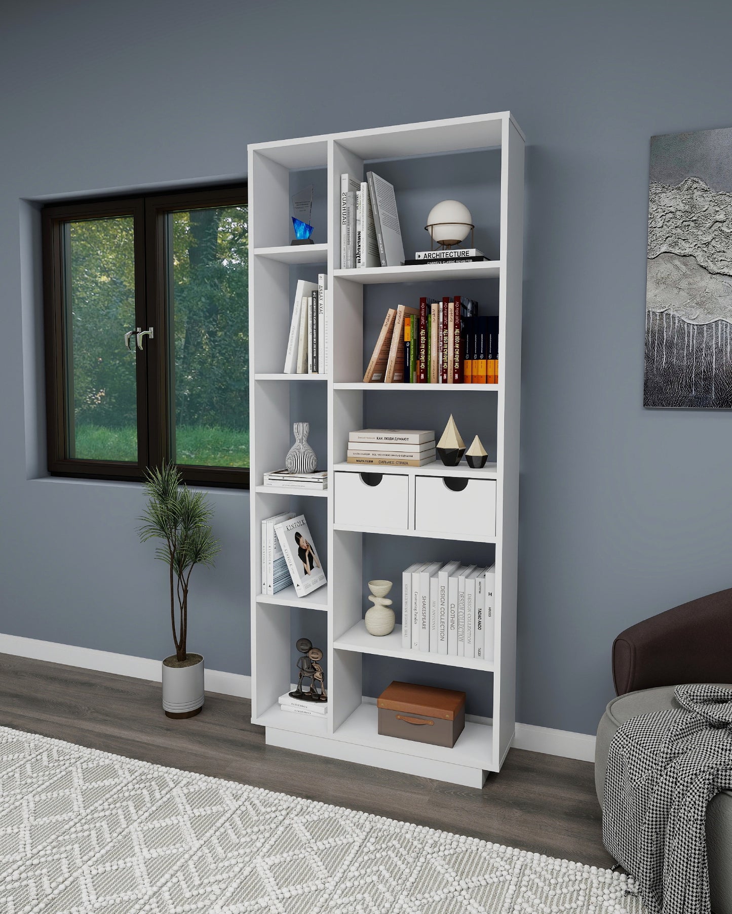 Luma Bookcase with Drawers and Shelves