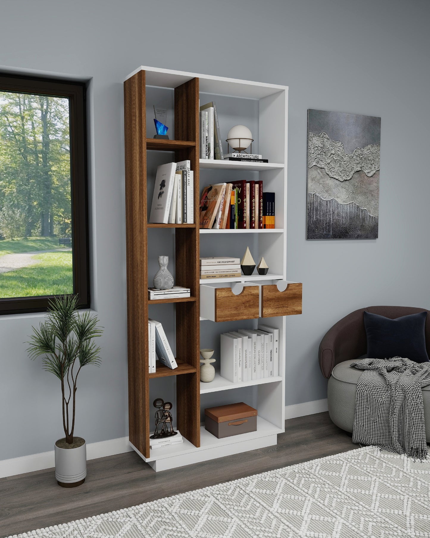 Luma Bookcase with Drawers and Shelves