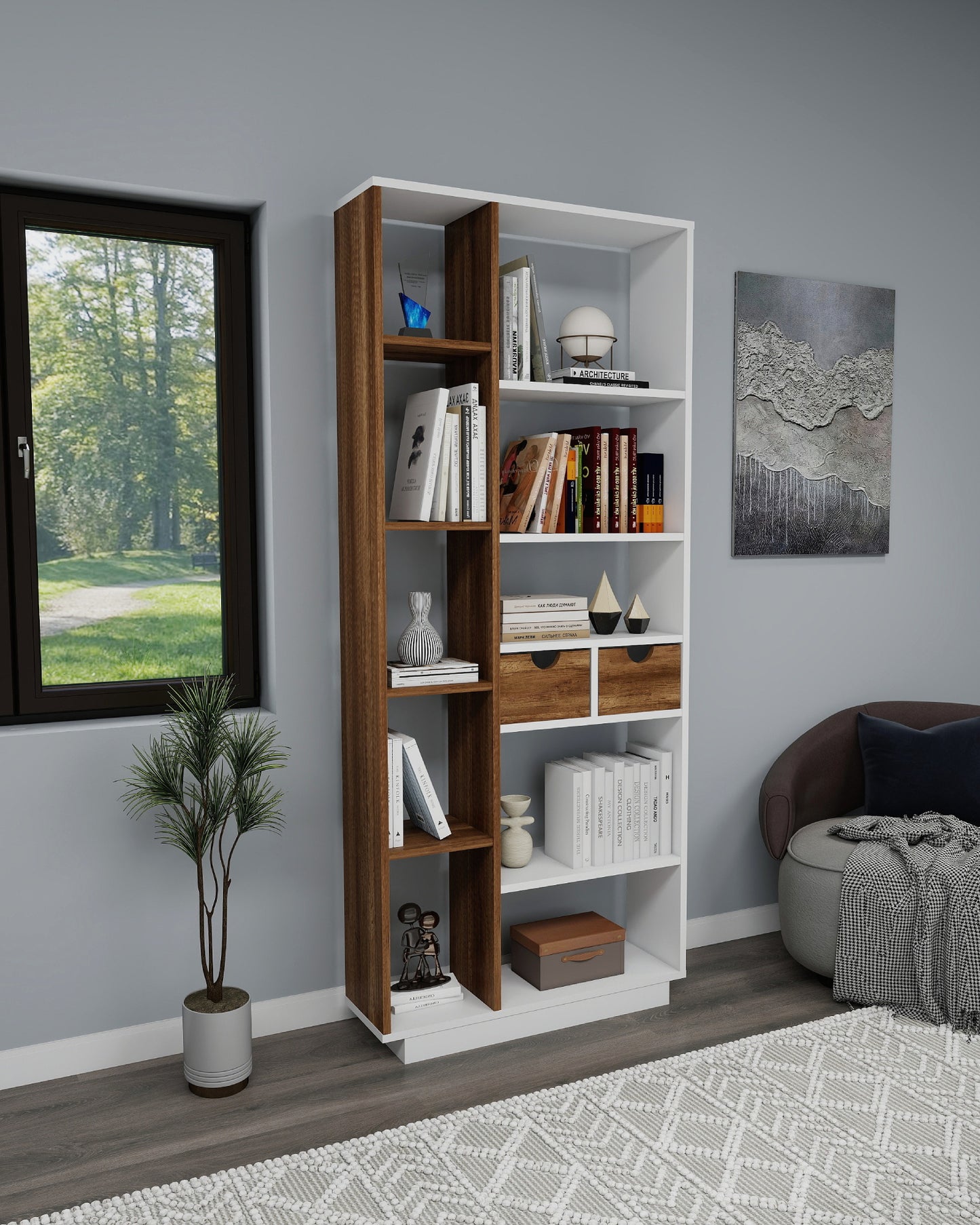 Luma Bookcase with Drawers and Shelves
