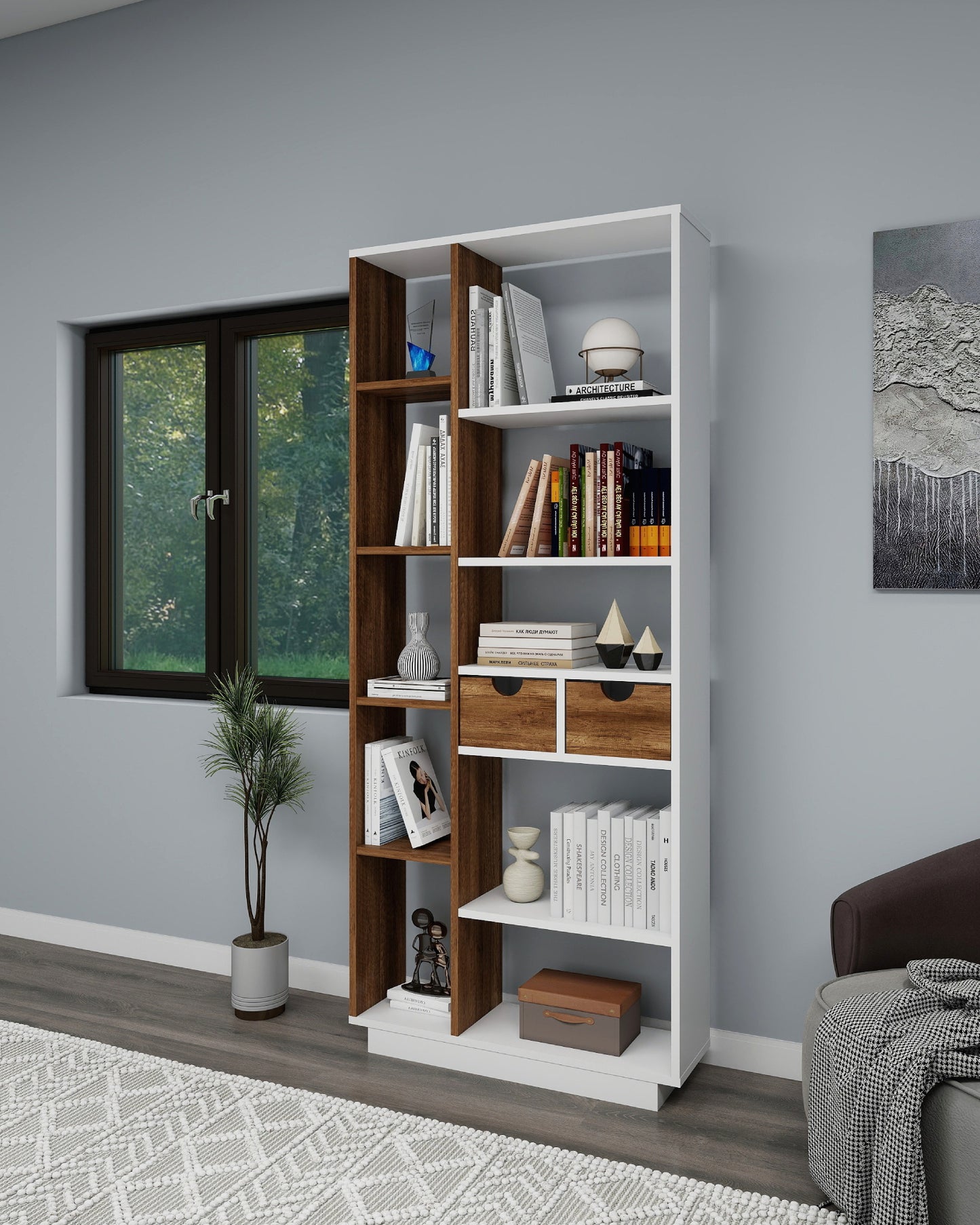 Luma Bookcase with Drawers and Shelves