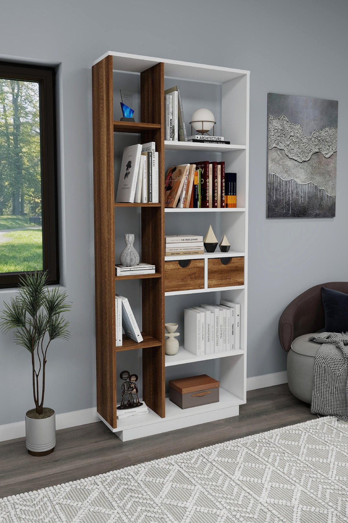 Luma Bookcase with Drawers and Shelves