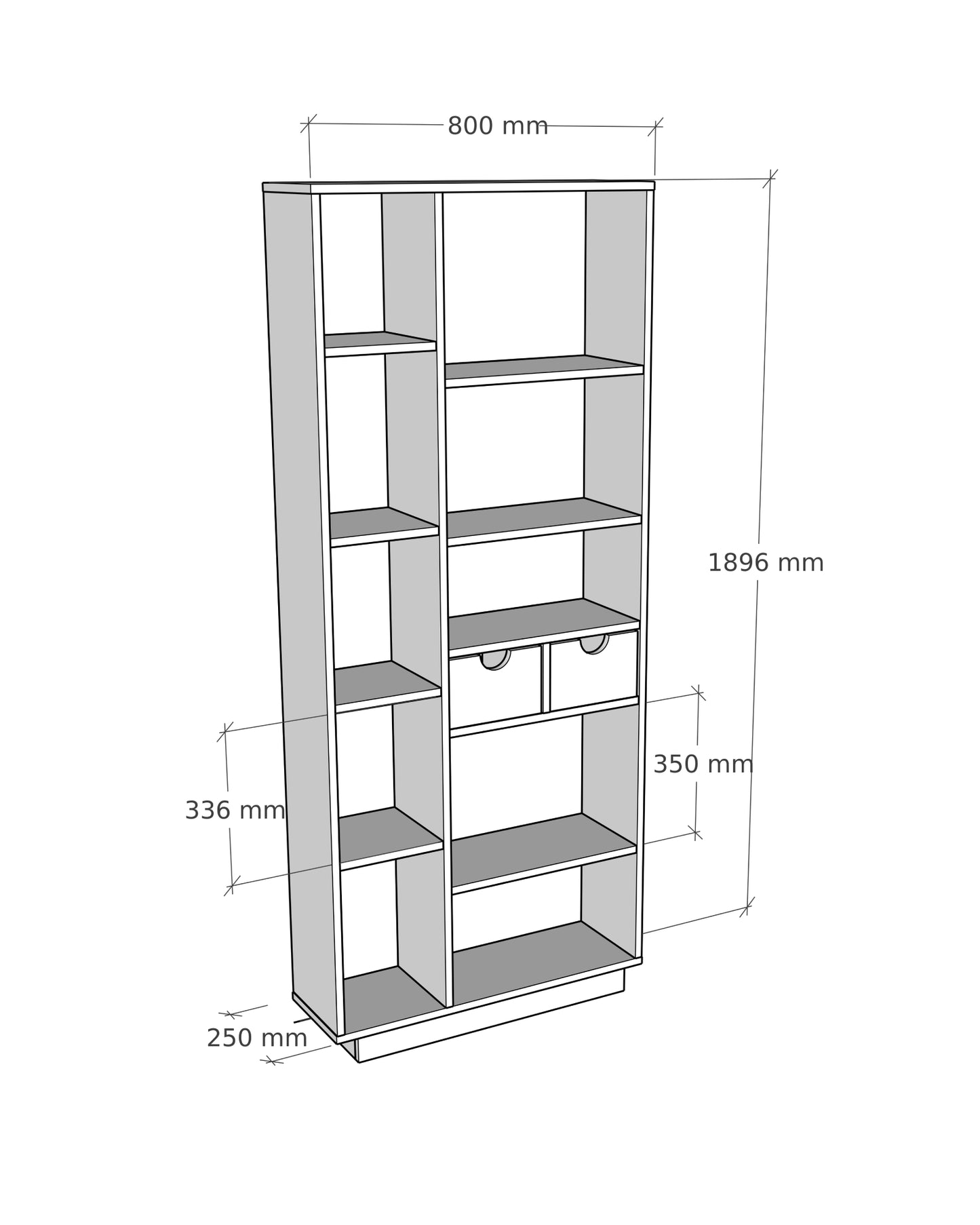 Luma Bookcase with Drawers and Shelves