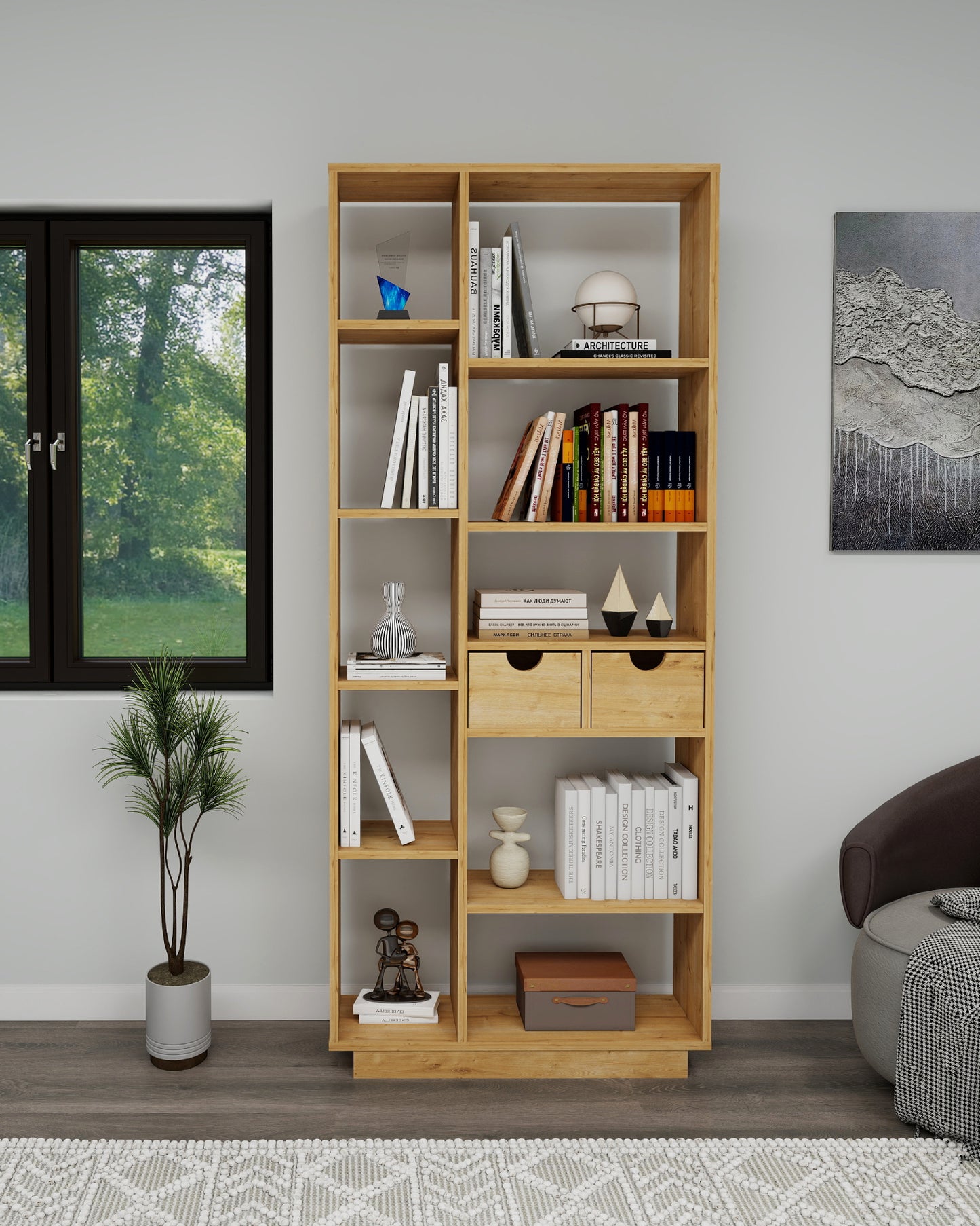 Luma Bookcase with Drawers and Shelves