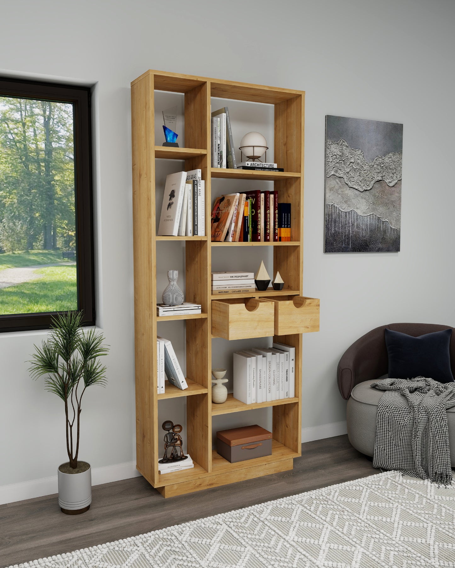Luma Bookcase with Drawers and Shelves