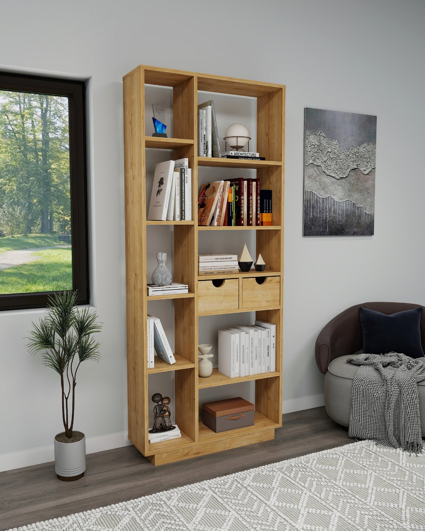 Luma Bookcase with Drawers and Shelves