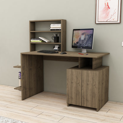 Melis Computer Desk with Cabinets and Shelves