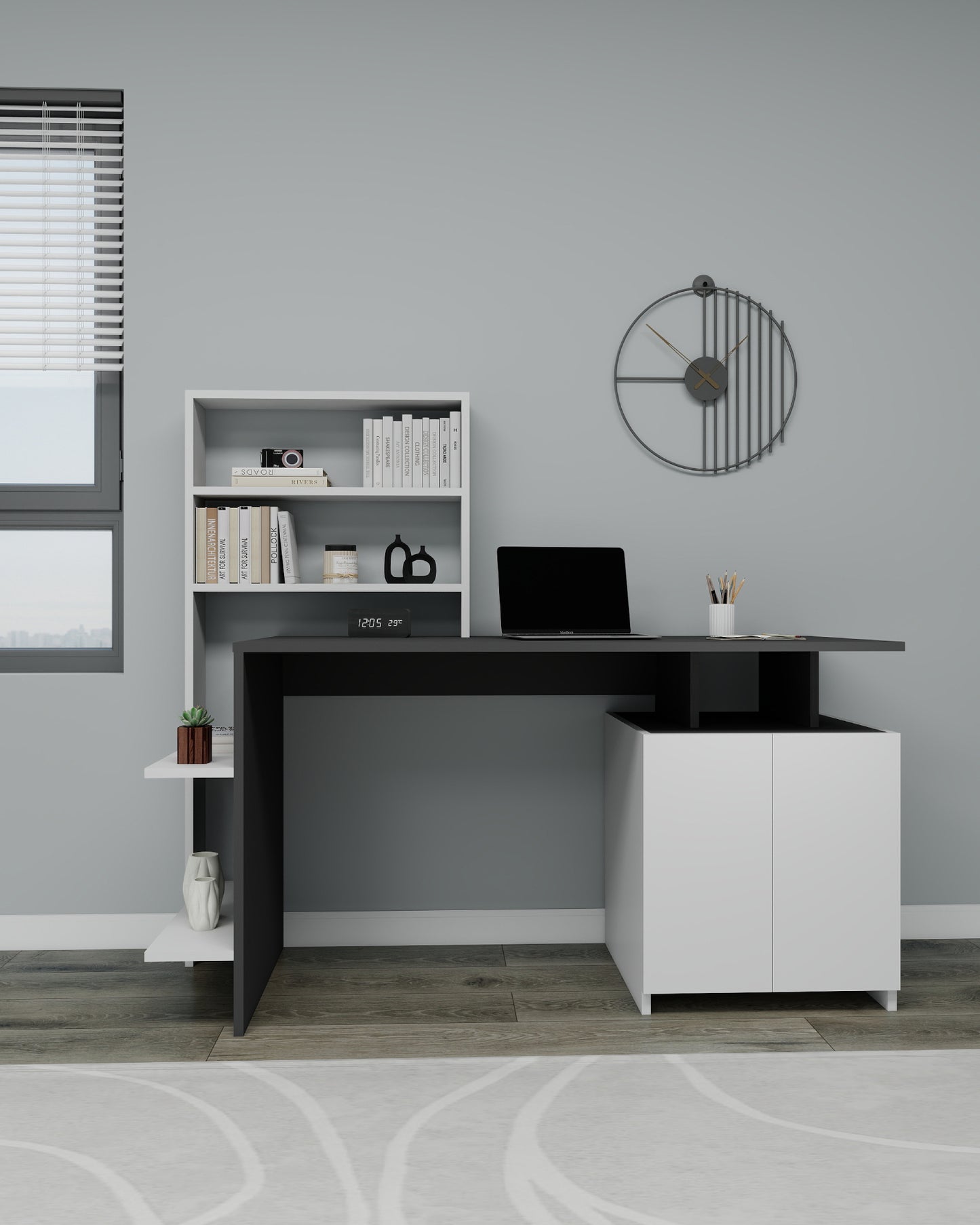 Computer Desk with Cabinets and Shelves Melis