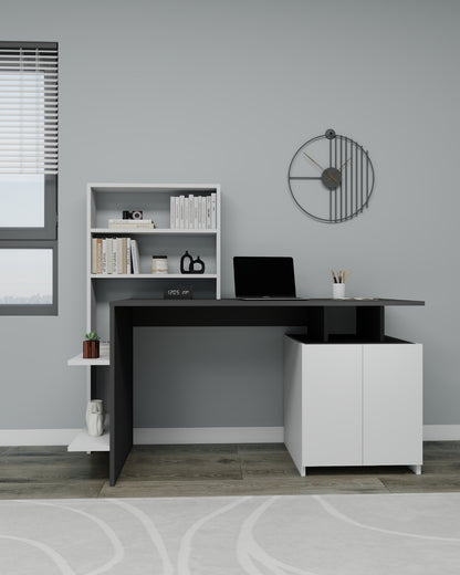Melis Computer Desk with Cabinets and Shelves