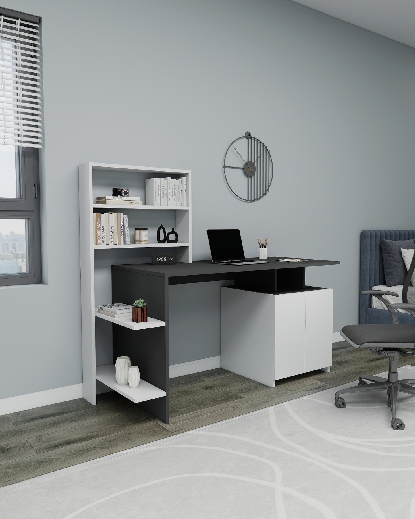 Computer Desk with Cabinets and Shelves Melis