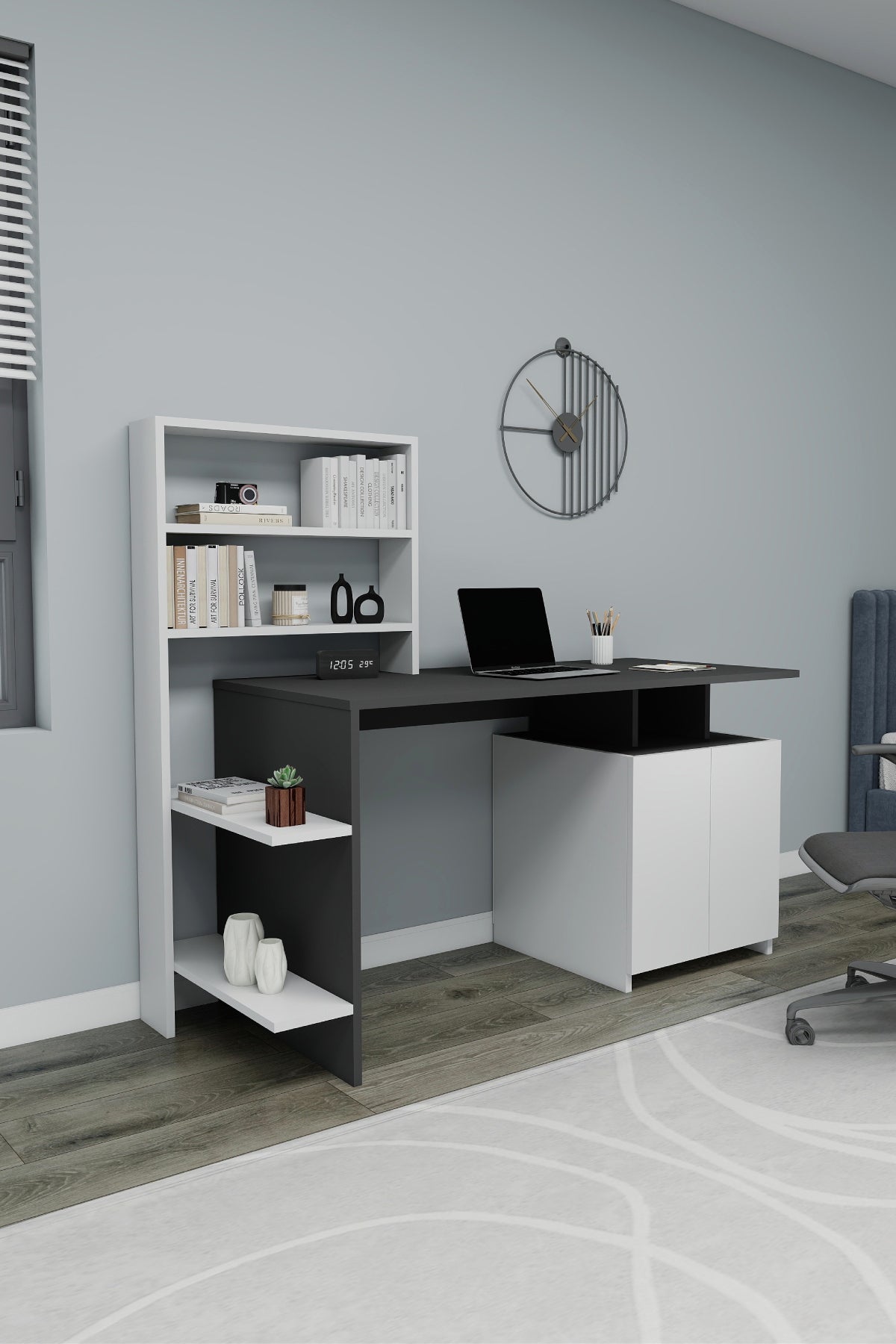Computer Desk with Cabinets and Shelves Melis