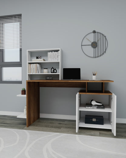Melis Computer Desk with Cabinets and Shelves