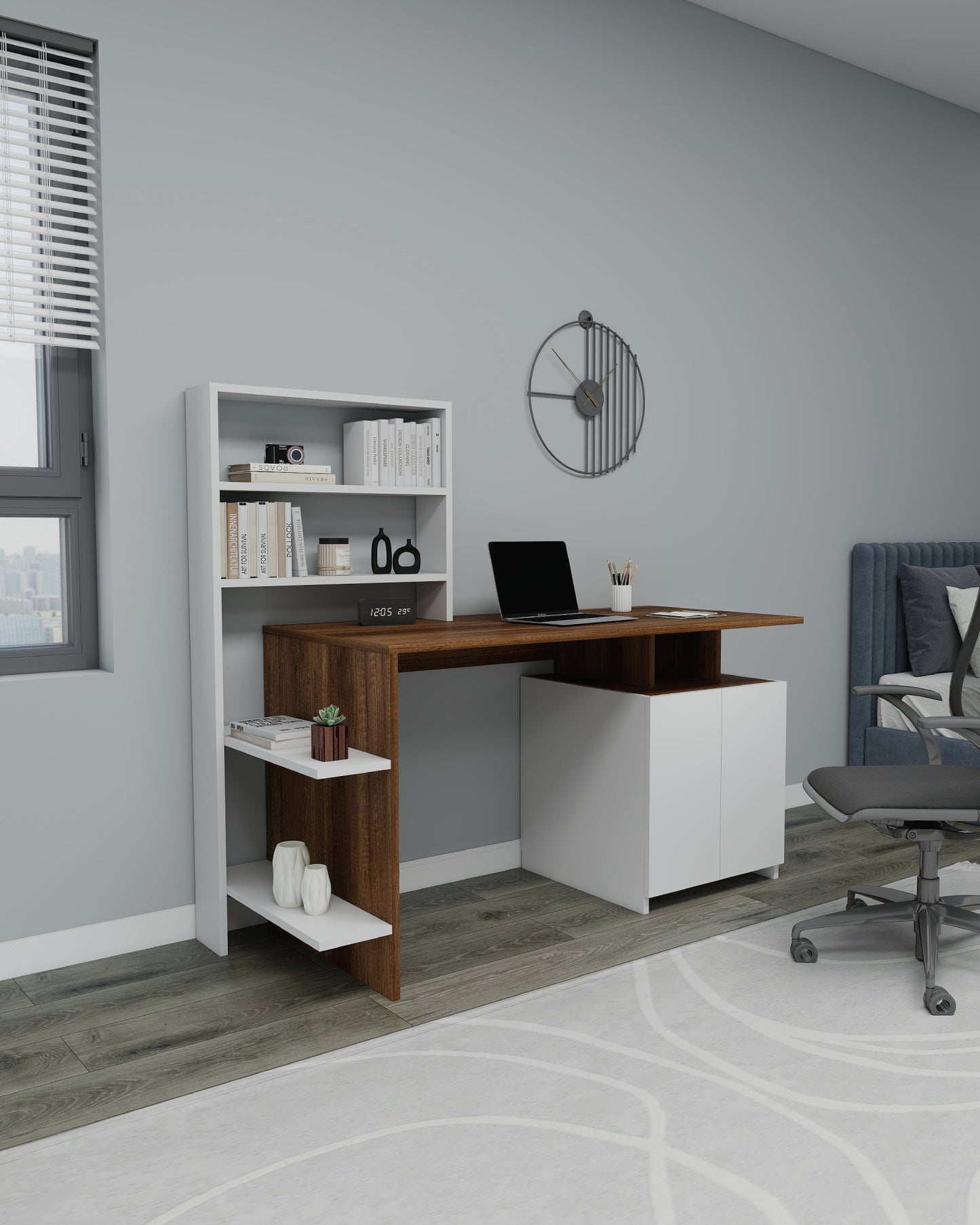 Computer Desk with Cabinets and Shelves Melis