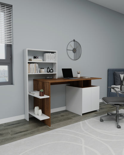 Melis Computer Desk with Cabinets and Shelves