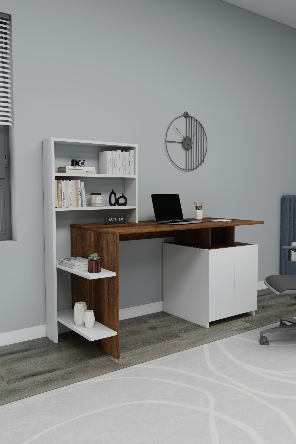 Computer Desk with Cabinets and Shelves Melis