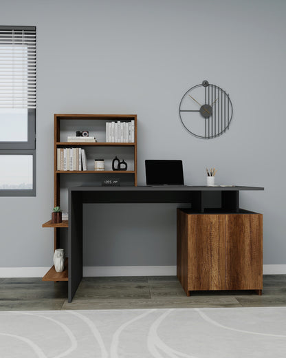 Melis Computer Desk with Cabinets and Shelves