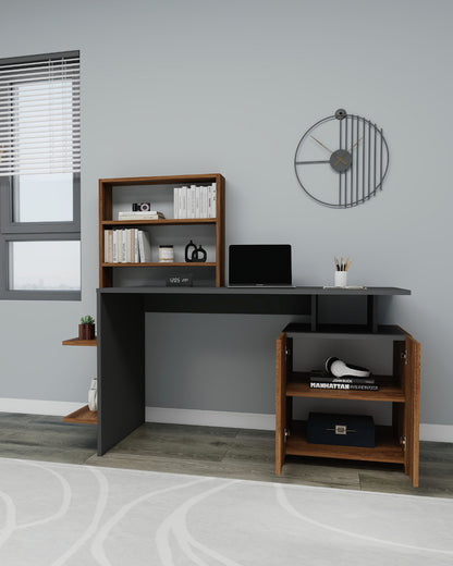 Melis Computer Desk with Cabinets and Shelves