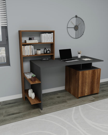 Melis Computer Desk with Cabinets and Shelves