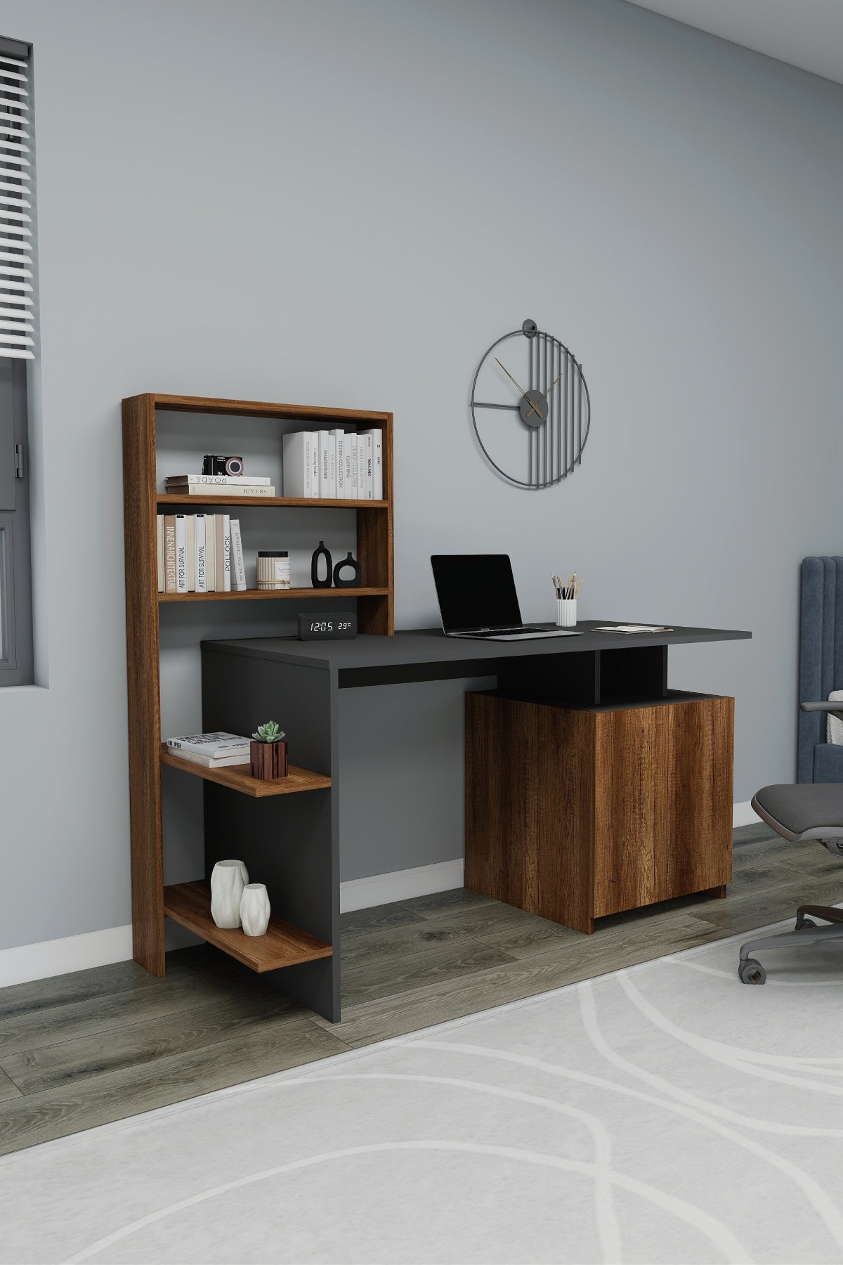 Computer Desk with Cabinets and Shelves Melis