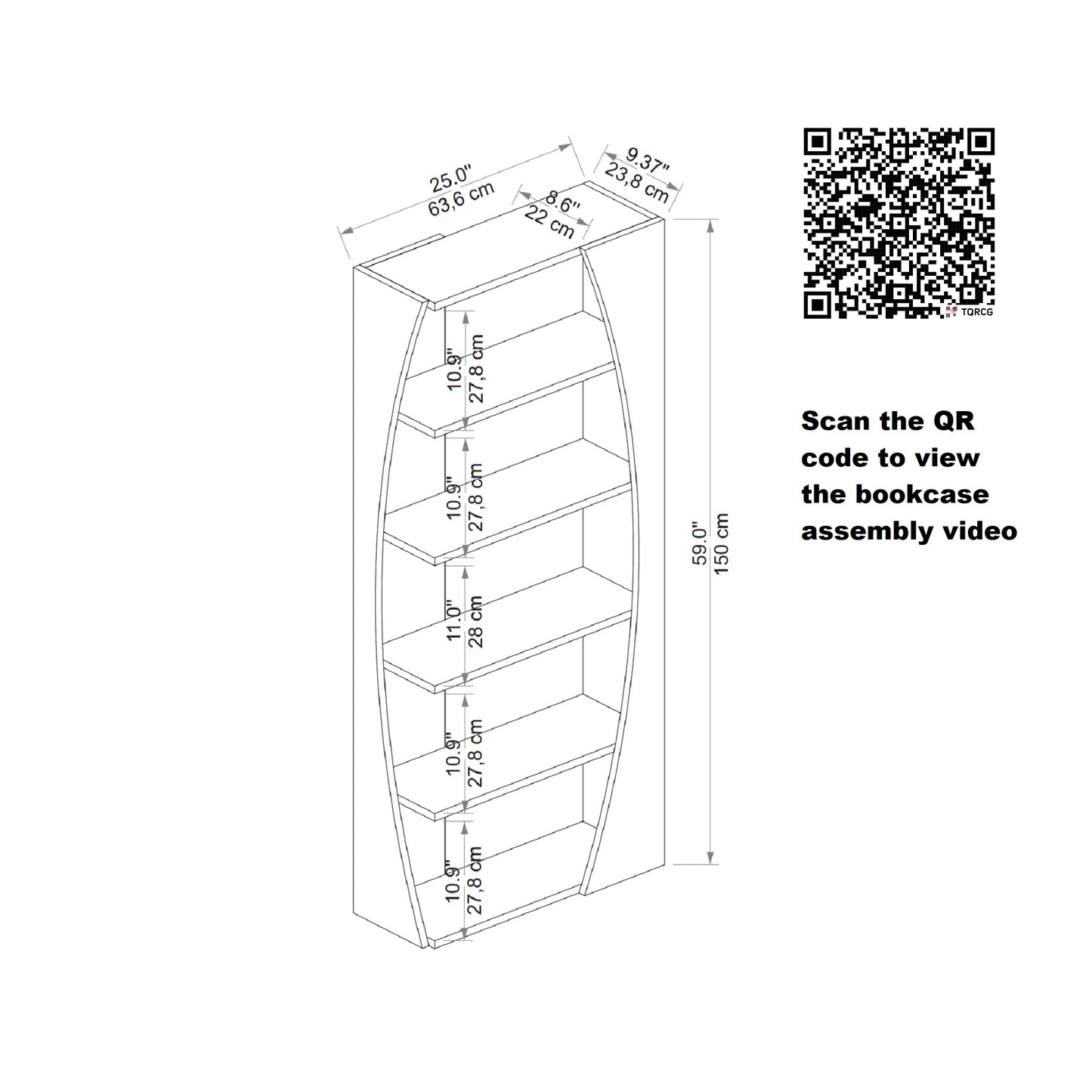 Bookcase Bookshelf Shelving Unit with 5 Tier Open Shelves Nestor