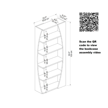 Bookcase Bookshelf Shelving Unit with 5 Tier Open Shelves Nestor