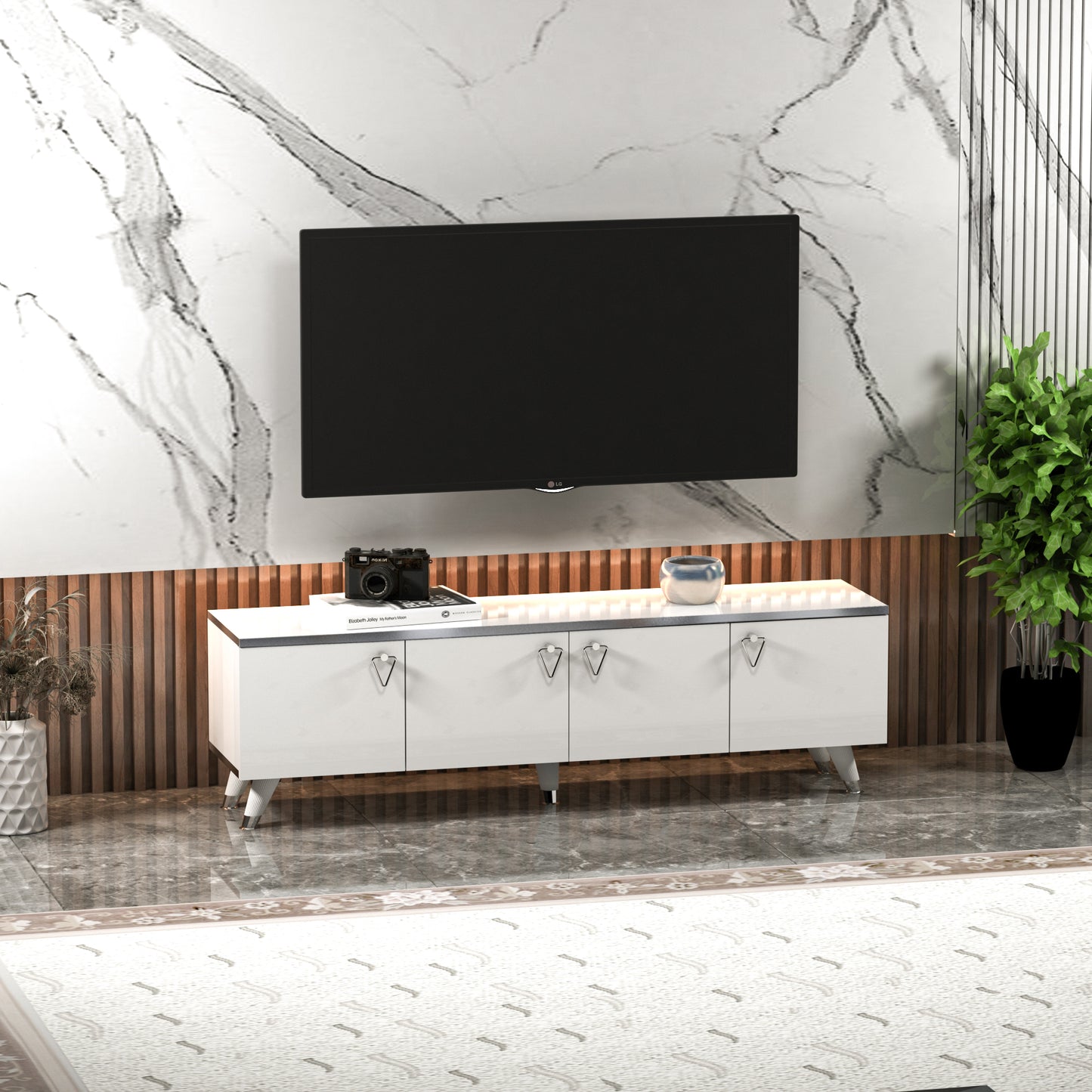 Raine TV Stand and Media Console with Cabinets