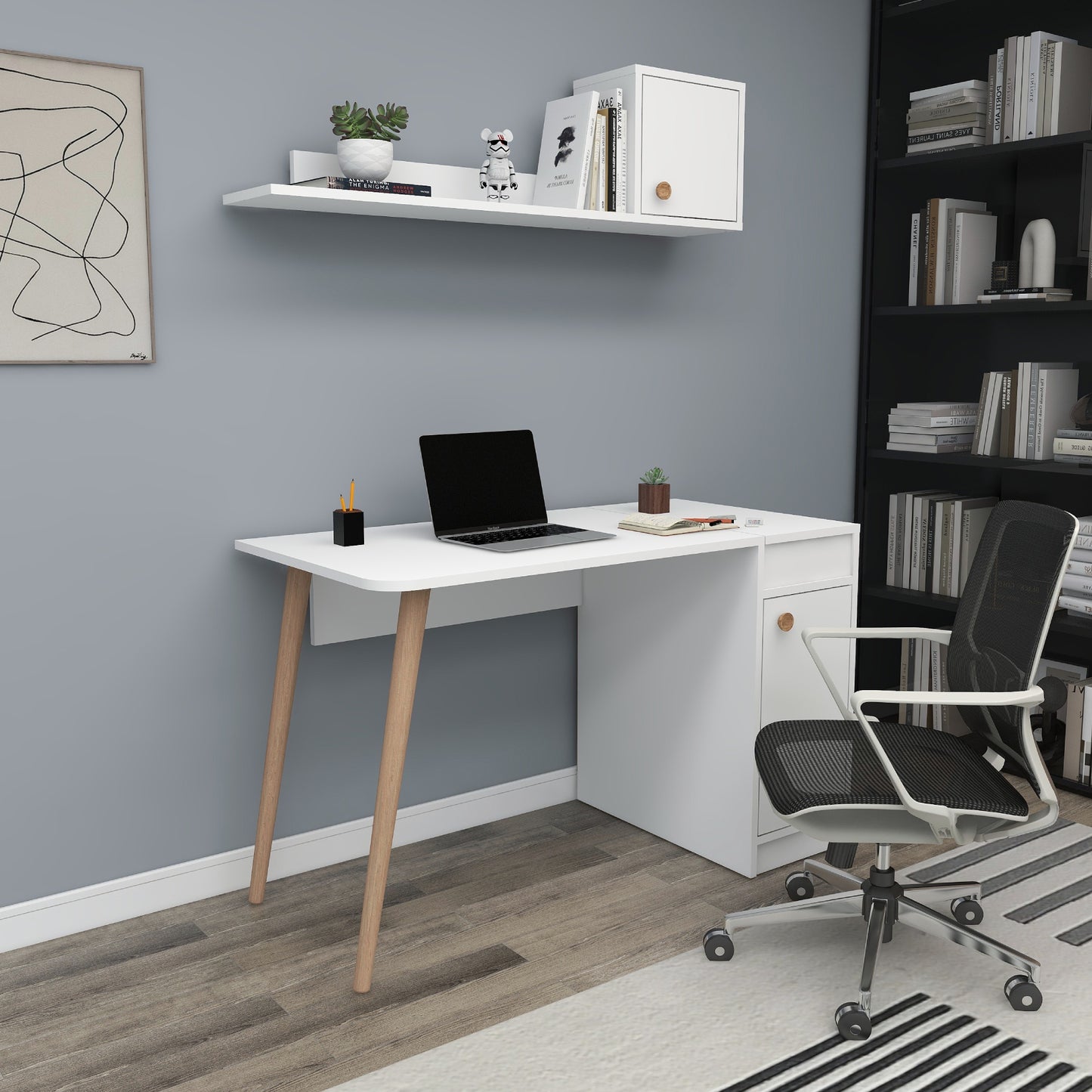 Roxane Computer Desk with Cabinets and Shelves