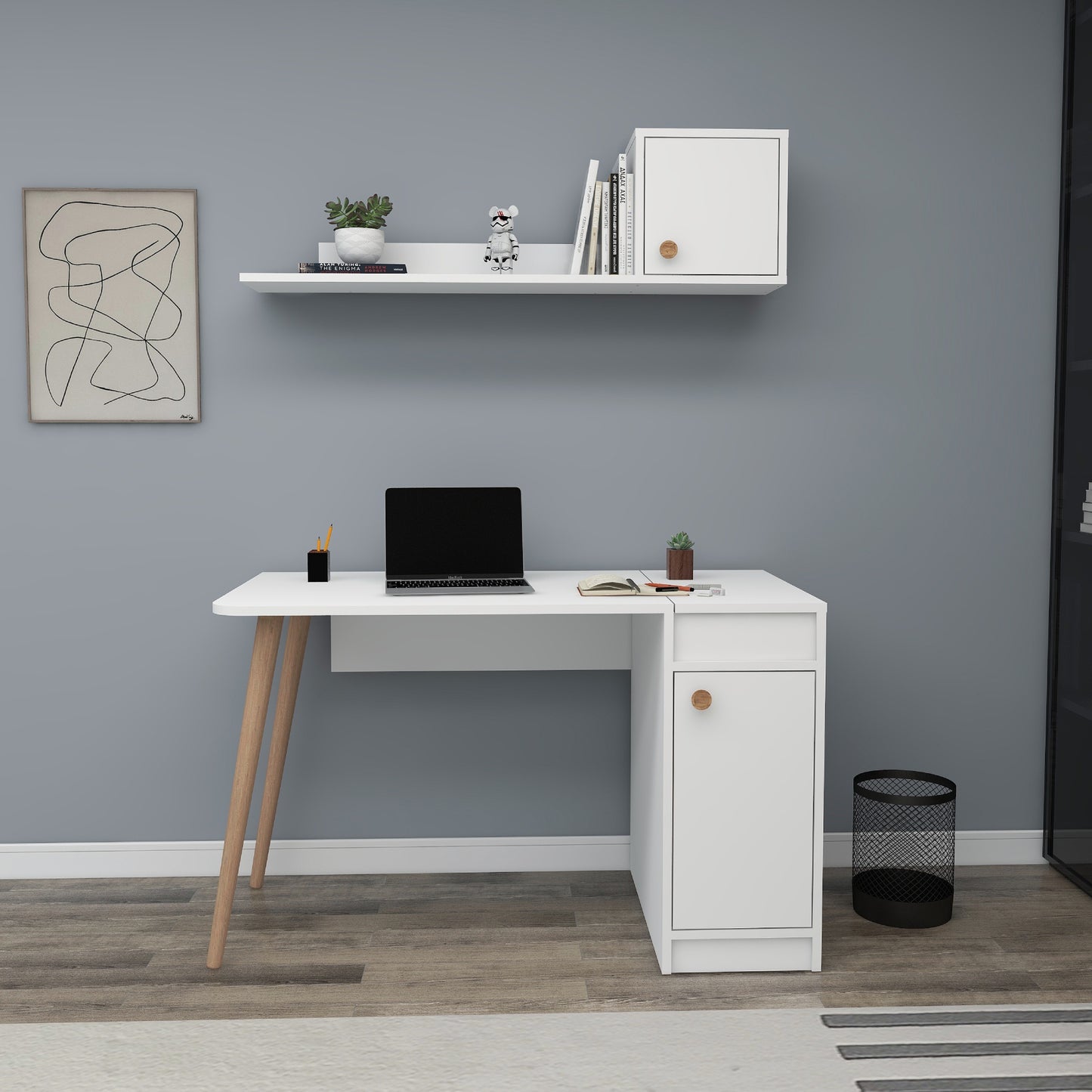 Roxane Computer Desk with Cabinets and Shelves