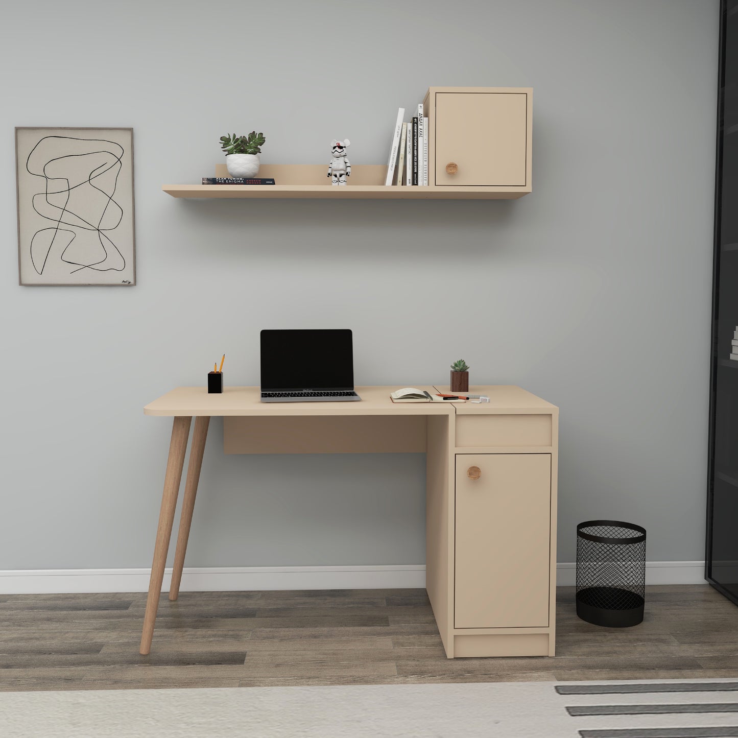 Roxane Computer Desk with Cabinets and Shelves