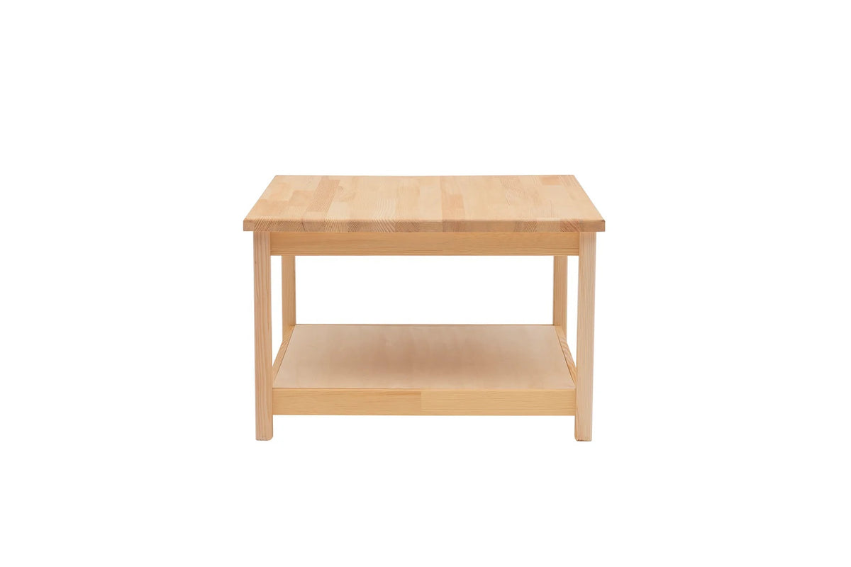 Ranch Handmade Pine Wood Square Coffee Table with Storage Shelf  Destina Home Natural