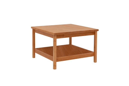 Ranch Handmade Pine Wood Square Coffee Table with Storage Shelf  Destina Home Oak