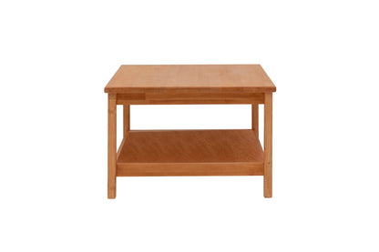 Ranch Handmade Pine Wood Square Coffee Table with Storage Shelf  Destina Home Oak