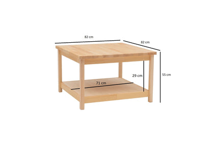 Mesa de centro de madera maciza de pino hecha a mano con estante de almacenamiento para sala de estar, hogar y oficina Dawn 
