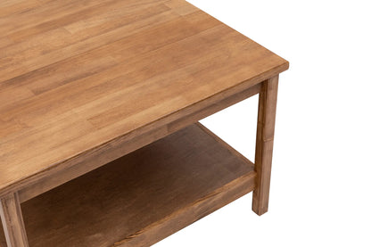 Ranch Handmade Pine Wood Square Coffee Table with Storage Shelf  Destina Home Walnut