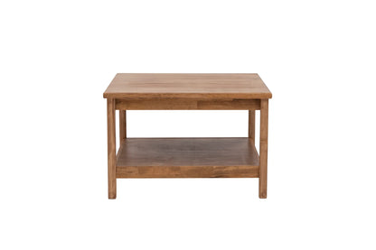 Ranch Handmade Pine Wood Square Coffee Table with Storage Shelf  Destina Home Walnut