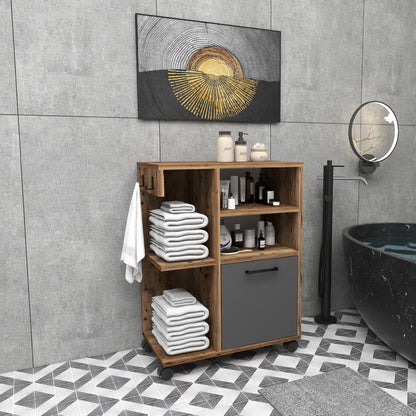 Rebusa Multipurpose Mobile Storage Cabinet with Door, Shelves and Wheels