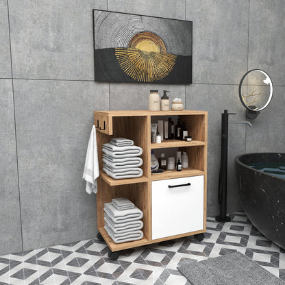 Rebusa Multipurpose Mobile Storage Cabinet with Door, Shelves and Wheels