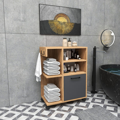 Rebusa Multipurpose Mobile Storage Cabinet with Door, Shelves and Wheels