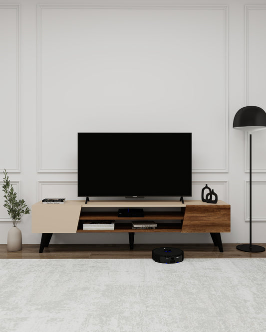 Mueble de TV Clark con armarios y estantes de almacenamiento