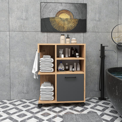 Rebusa Multipurpose Mobile Storage Cabinet with Door, Shelves and Wheels