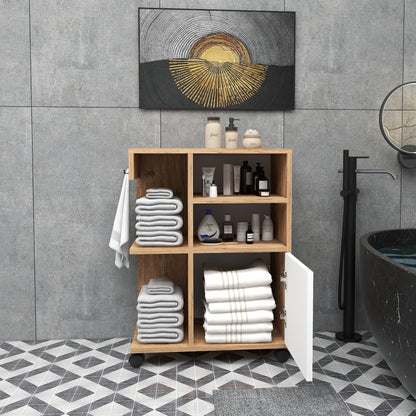 Rebusa Multipurpose Mobile Storage Cabinet with Door, Shelves and Wheels