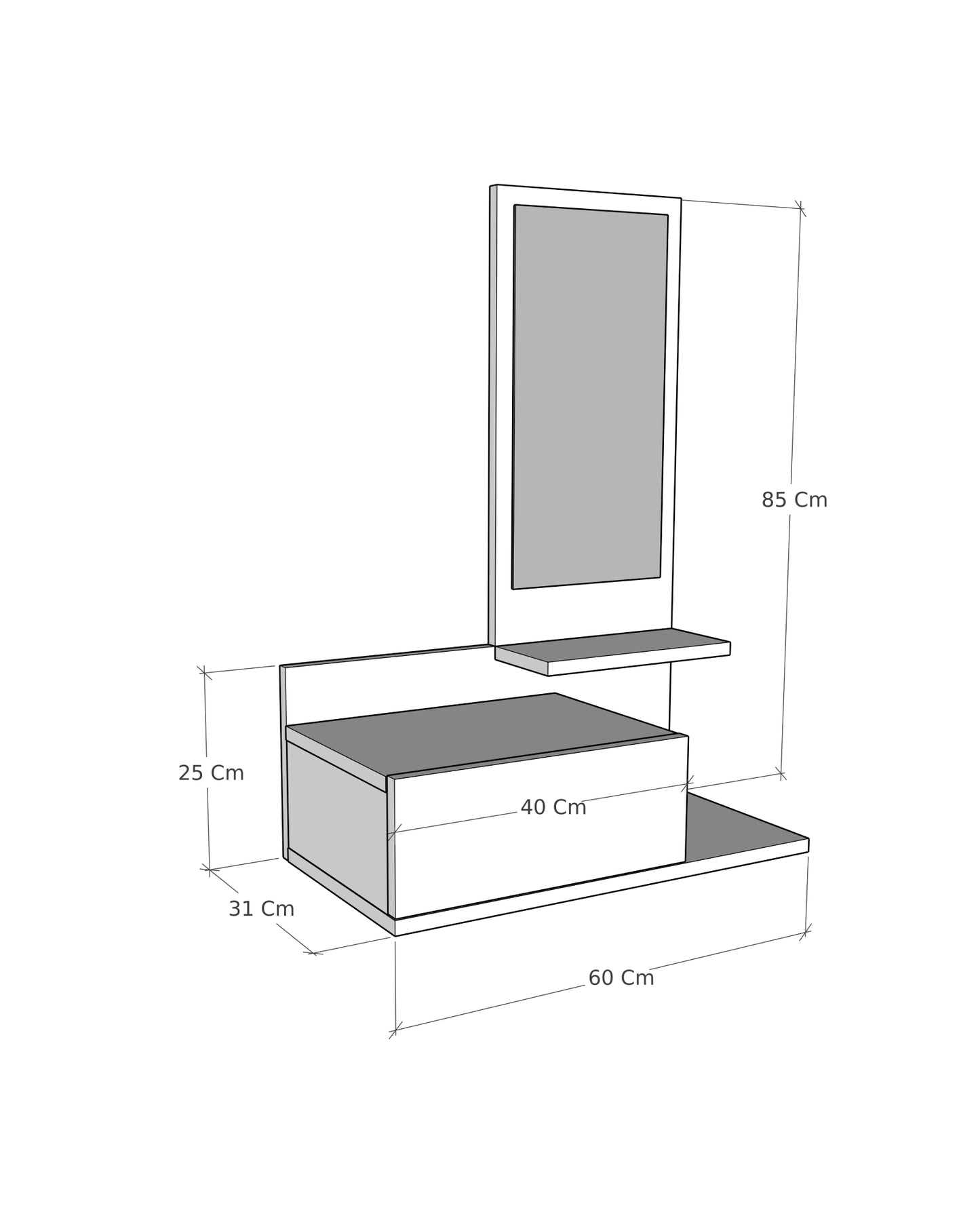 Consola Dresuar con cajón y espejo Cielo 