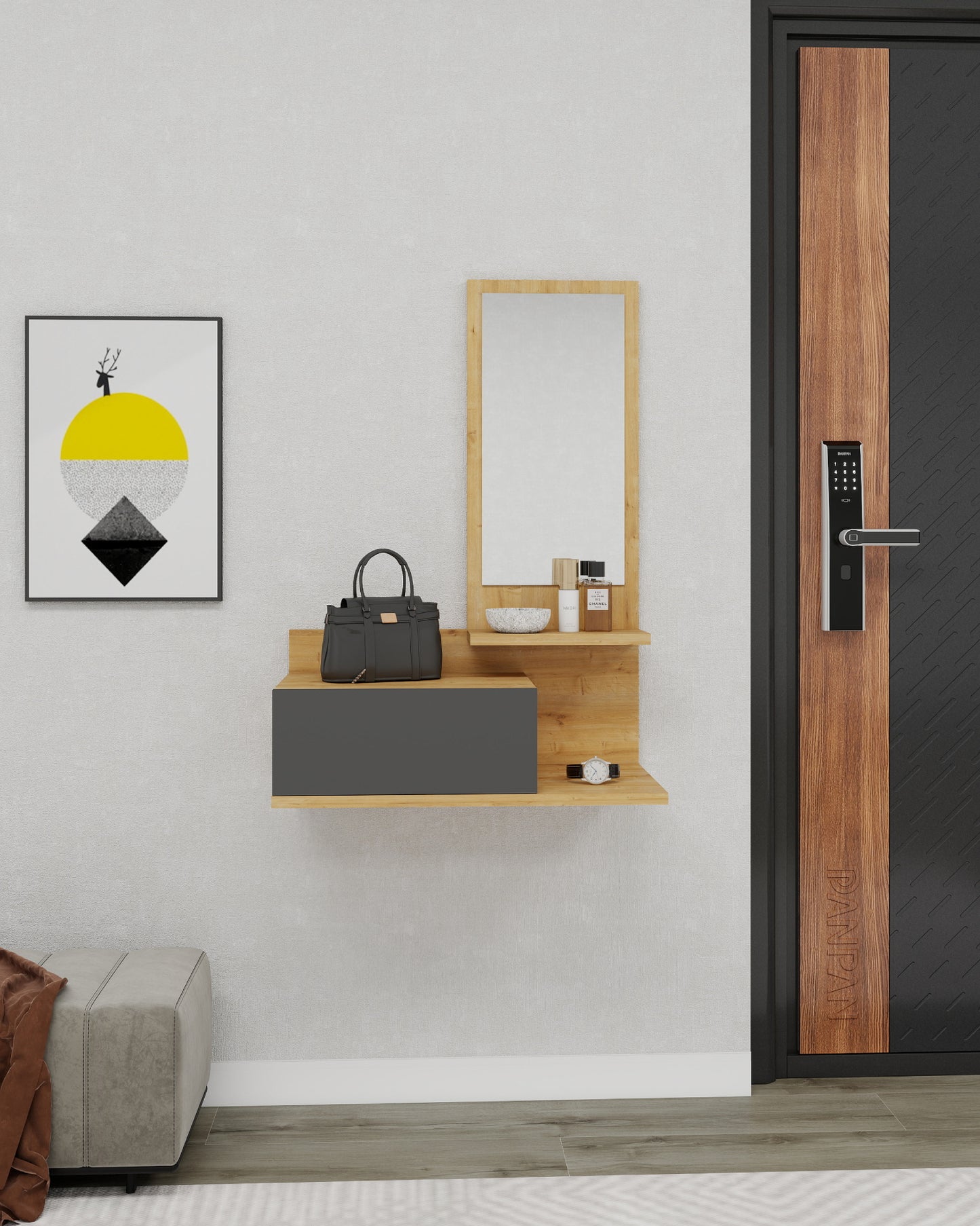 Consola Dresuar con cajón y espejo Cielo 