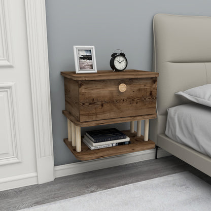 Serene Wall Mounted Nightstand with Cabinet