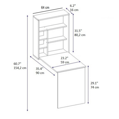 Sedir Foldable Desk with Shelves