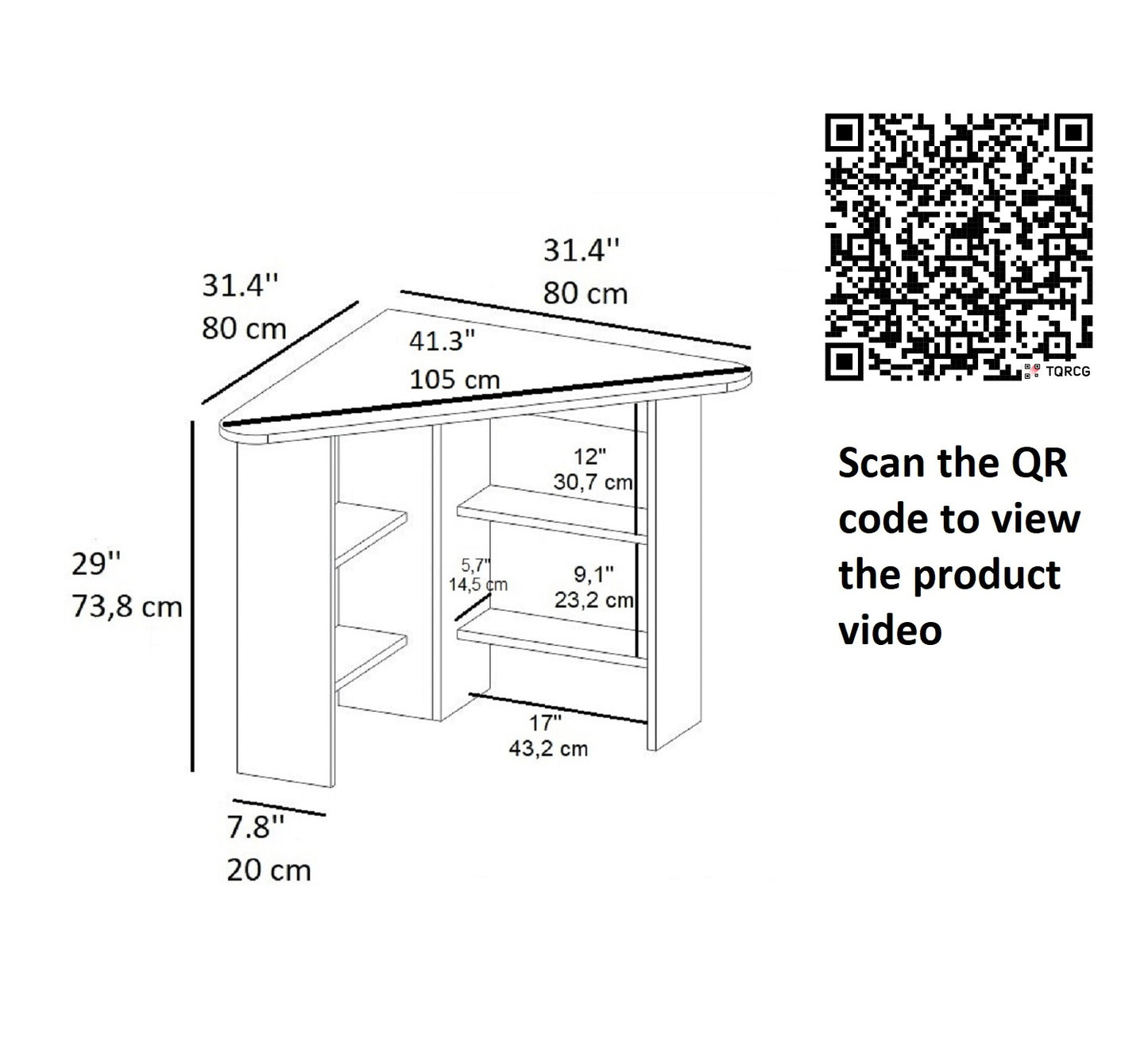 Corner Computer Desk with Shelves-Gredos
