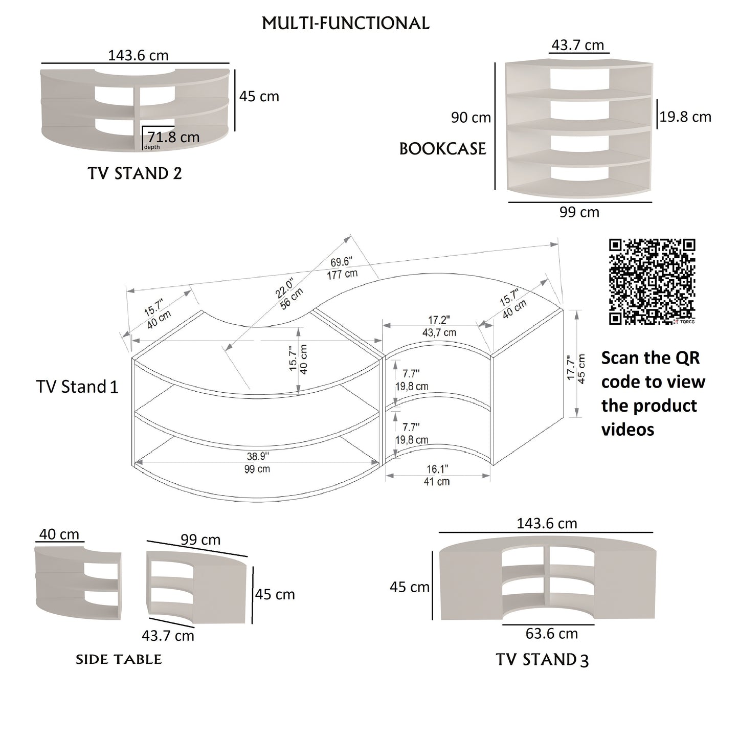 Melitta Corner TV Stand with Shelving Unit