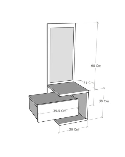 Stella Console Table Dresuar with Drawer and Mirror
